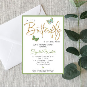 Invitation Beurre vert et Parties scintillant Baby shower Inv