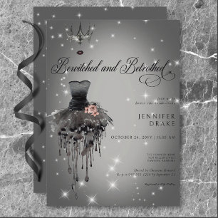 Invitation Bewitched & Betrothed Halloween Glam Black Shower