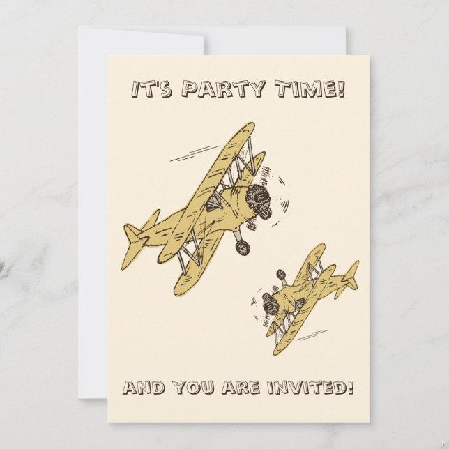 Invitation Bi-plans Art déco - Jaune heure de fête + détails (Devant)