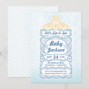 Invitation Biberon pour garçon pour une fête de Sip and See