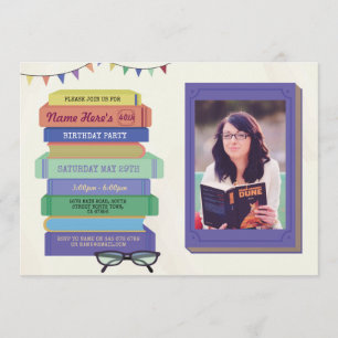 Invitation Bibliothèque d'anniversaire du livre Lecture de ph