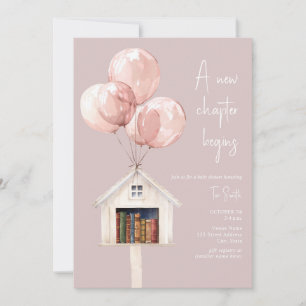 Invitation Bibliothèque Nouveau Chapitre Ballons Livre Fête d