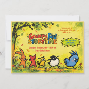 Invitation Bibliothèque pour enfants de l'oiseau grincheux In