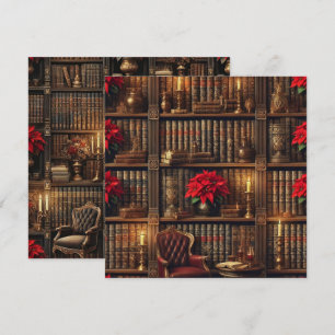 Invitation Bibliothèque Printable Dark Academia Poinsettia