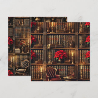 Invitation Bibliothèque Printable Dark Academia Poinsettia