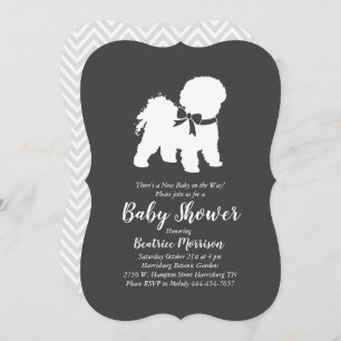 Invitation Bichon Frise Chien Baby shower Genre Neutre