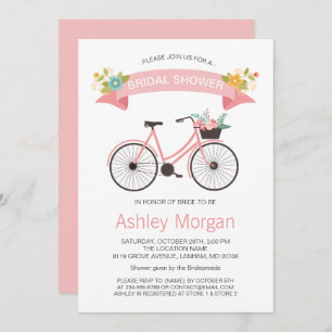 Invitation Bicycle Classy Chic Rose Fête des mariées