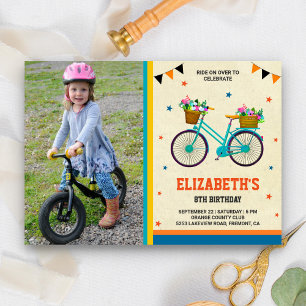 Invitation Bicycle Kids Photo Anniversaire