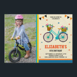 Invitation Bicycle Kids Photo Anniversaire<br><div class="desc">Invitation vos invités avec cette invitation cool fête d'anniversaire avec un vélo coloré avec une typographie dynamique contre un arrière - plan parchemin. Ajoutez simplement les détails de votre événement sur ce modèle facile à utiliser et décorez cette carte avec la photo préférée de votre enfant pour en faire une...</div>