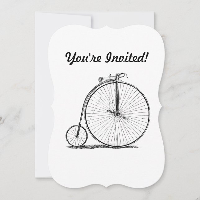 Invitation Bicyclette à grande roue Penny Farthing (Devant)