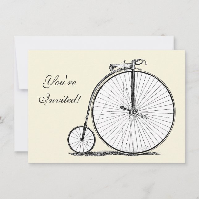 Invitation Bicyclette à grande roue Penny Farthing (Devant)