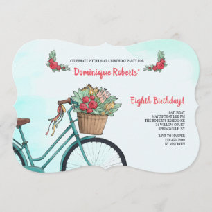 Invitation Bicyclette Avec Fleurs