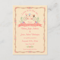 Bicyclette en tandem, oiseaux et bannière Enregist