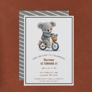 Invitation Bicyclette mignonne fête animal troisième annivers