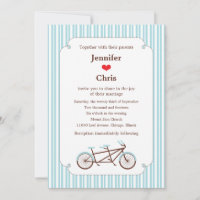 Bicyclette Retro Tandem Bleu & Blanc Mariage rayé