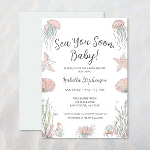 Invitation Bientôt à la mer, bébé adorable, douche de bébé de