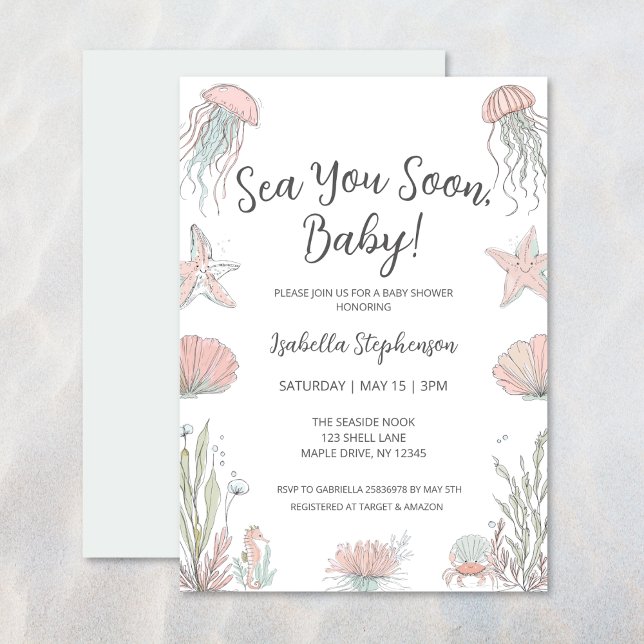 Invitation Bientôt à la mer, bébé adorable, douche de bébé de (Créateur téléchargé)