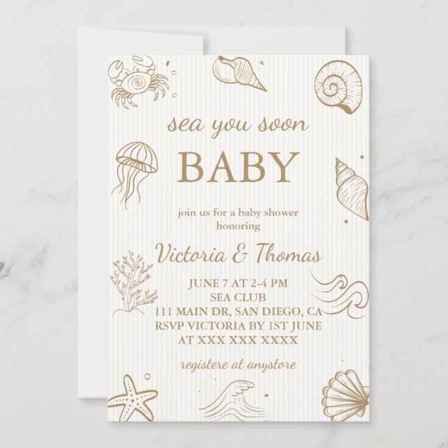 Invitation Bientôt à la mer bébé Shower Neutre (Devant)
