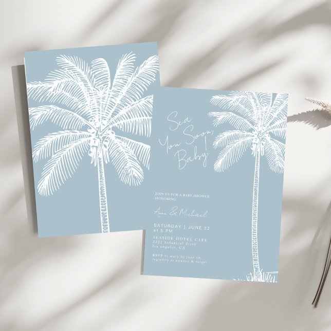 Invitation Bientôt à la mer Garçon aux palmiers tropicaux Sho (Créateur téléchargé)