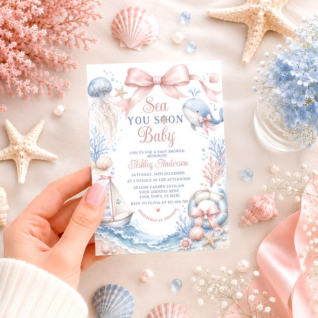 Invitation Bientôt à Vous Bébé Fille Baby Shower (Créateur téléchargé)