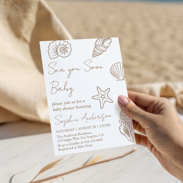 Invitation Bientôt Bébé sur le Rivage Fête de Naissance Coqui (Créateur téléchargé)