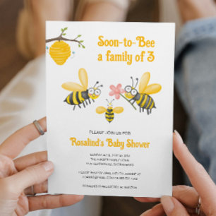 Invitation Bientôt Bee Une famille de 3 Baby showers Invitati