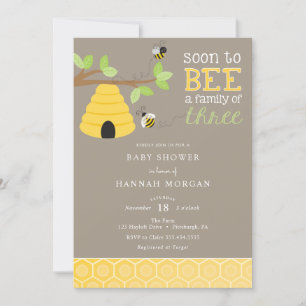 Invitation Bientôt être une famille de trois Baby showers