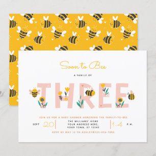 Invitation Bientôt être une famille de trois Baby showers Inv