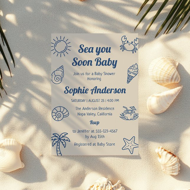 Invitation Bientôt la mer pour bébé Fête de naissance bébé ga (Créateur téléchargé)