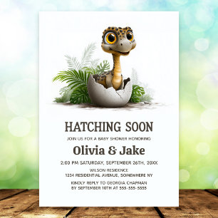Invitation Bientôt l'éclosion de votre adorable bébé dinosaur