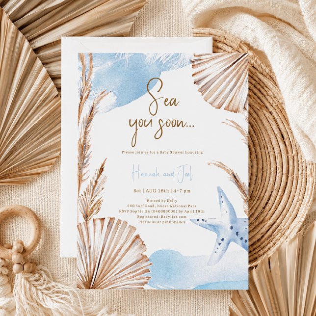 Invitation Bientôt l'Océan d'Été Garçon Bleu Baby Shower (Créateur téléchargé)