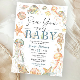 Invitation Bientôt sous les mers Fête de bébé océanique genre