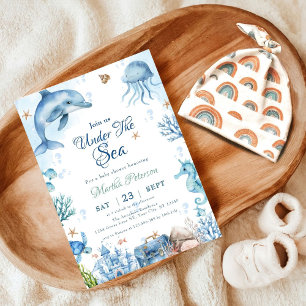 Invitation Bientôt sur les rivages Baby Shower Coquillage