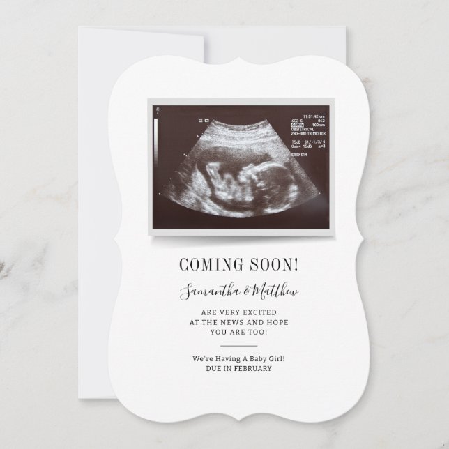Invitation Bientôt Ultrasound Baby Genre Reveal Card (Devant)