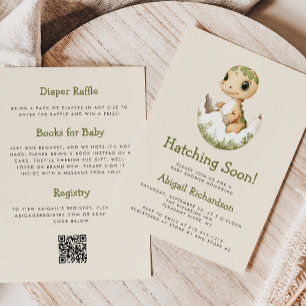 Invitation Bientôt un joli dinosaure va éclore Code QR Baby S