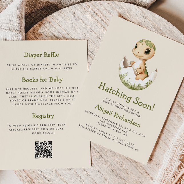 Invitation Bientôt un joli dinosaure va éclore Code QR Baby S (Créateur téléchargé)