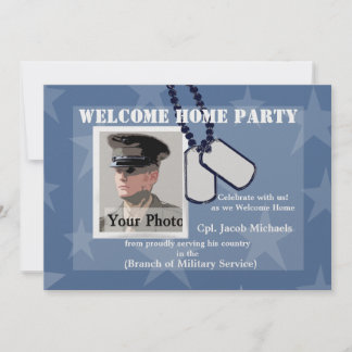 Invitation Bienvenue à la maison/ Chien militaire Tags