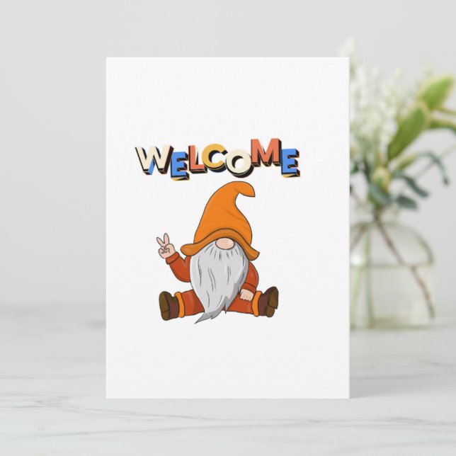 Invitation Bienvenue à la paix Gnome (Debout devant)
