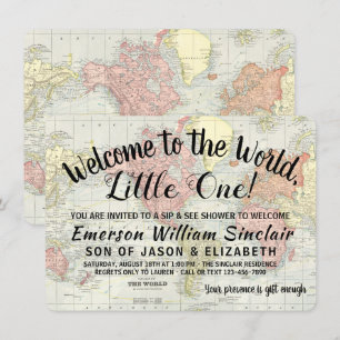 Invitation Bienvenue à la World Sip and See Baby Shower