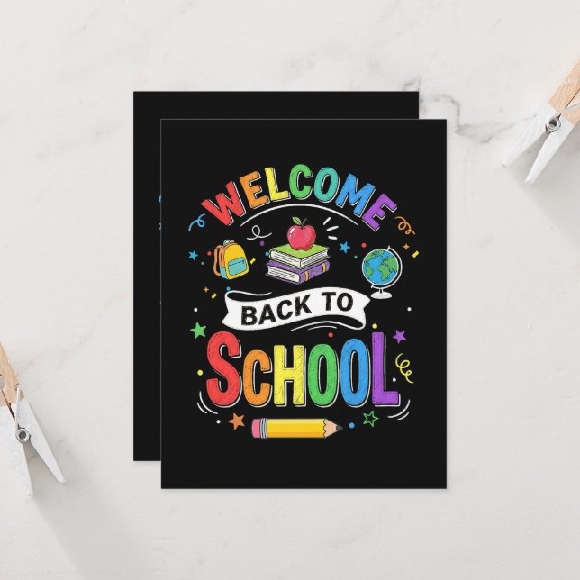 Invitation Bienvenue à l'école les enfants Enseignant Premier (Devant/Arrière en situation)