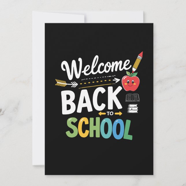 Invitation Bienvenue à l'école, premier jour d'école, enseign (Devant)