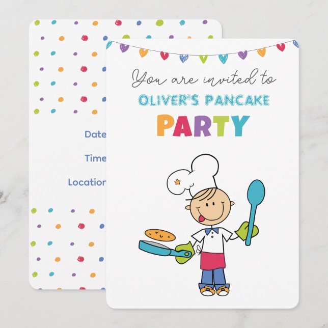 Invitation Bienvenue à l'invitation à la soirée crêpes (Devant / Derrière)