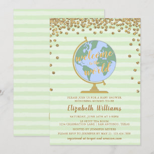 Invitation Bienvenue à l'Invitation du Baby shower mondial