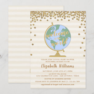 Invitation Bienvenue à l'Invitation du Baby shower mondial