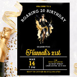 Invitation Bienvenue à un Roaring 20 21e anniversaire<br><div class="desc">Chic Roaring 20 Anniversaire de l'invitation montre une fille flapper dansant dans le centre. Les couleurs audacieuses,  noir,  or et blanc qui attirent l'oeil seront certainement source d'excitation lorsque vos invités reçoivent leur invitation.</div>