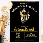 Invitation Bienvenue à une fête de Roaring 20 70th Birthday<br><div class="desc">Chic Roaring 20 Anniversaire de l'invitation montre une fille flapper dansant dans le centre. Les couleurs audacieuses,  noir,  or et blanc qui attirent l'oeil seront certainement source d'excitation lorsque vos invités reçoivent leur invitation.</div>