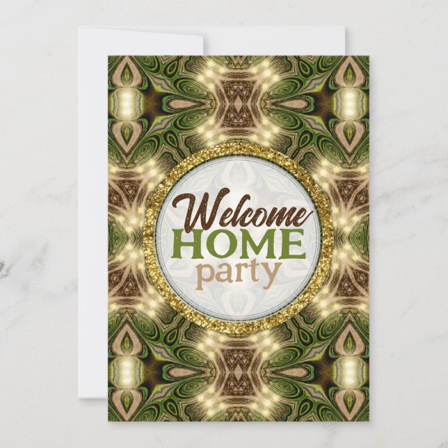 Invitation Bienvenue Accueil Batik Earth Green Gold Forest Pa (Devant)