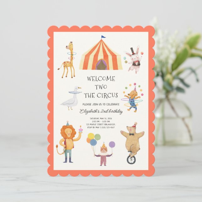Invitation Bienvenue au bébé cirque (Debout devant)