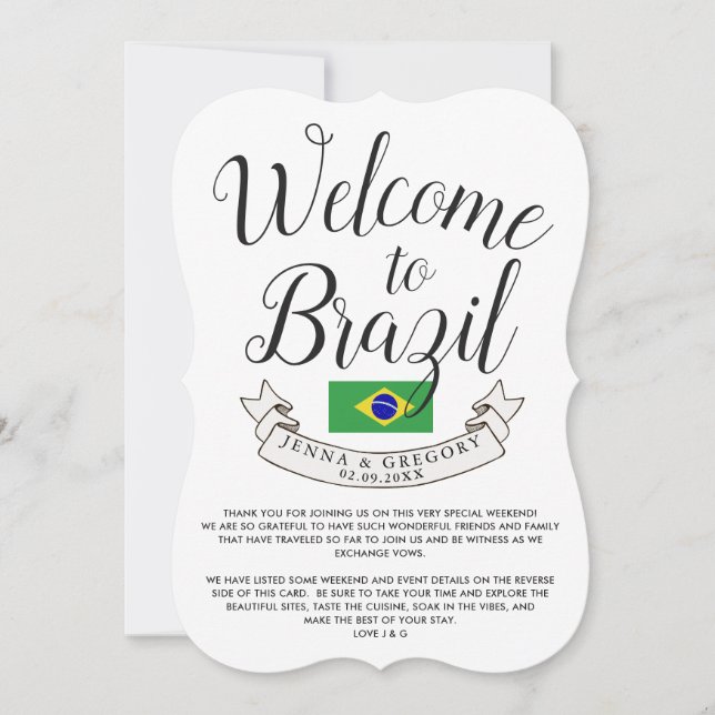 Invitation Bienvenue au Brésil | Mariage de destination perso (Devant)