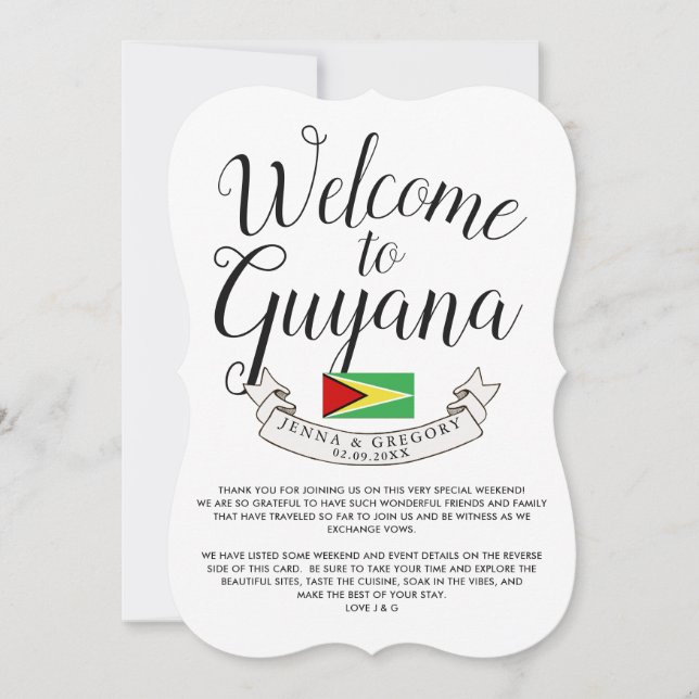 Invitation Bienvenue au Guyana | Personnalisation du mariage  (Devant)